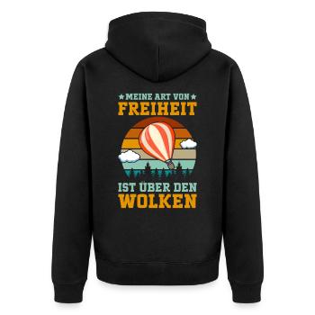 Ballonfahrer Gasballon Ballonflug Heißluftballon - Unisex Premium Bio Zip Hoodie - Schwarz - Hinten - Nico (187cm)