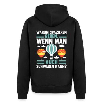 Heißluftballon Gasballon und Ballonfahrer - Spruch - Unisex Premium Bio Zip Hoodie - Schwarz - Hinten - Nico (187cm)