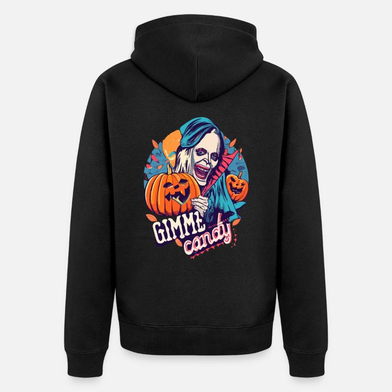 Halloween, Gimme, Candy, Saison effrayante - Veste à capuche bio Premium Unisexe - noir