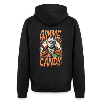 Halloween Gimme Candy gruseligen Jahreszeit - Unisex Premium Bio Zip Hoodie - Schwarz - Hinten - Nico (187cm)