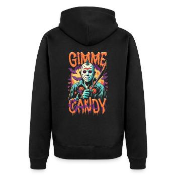 Halloween Gimme Candy gruseligen Jahreszeit - Unisex Premium Bio Zip Hoodie - Schwarz - Hinten - Nico (187cm)
