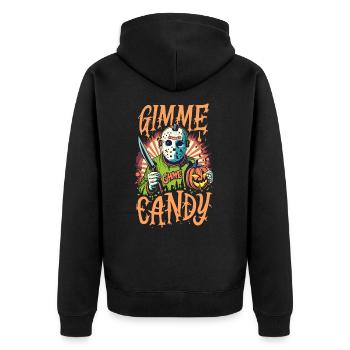 Halloween Gimme Candy Trick or Treat - Unisex Premium Bio Zip Hoodie - Schwarz - Hinten - Nico (187cm)