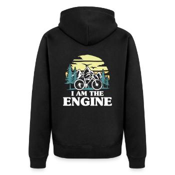 I am the engine bike - Mountainbike reiten Spruch - Unisex Premium Organic Zip Hoodie - black - Back - Nico (187cm)