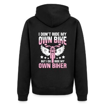 Biker Frau - Motorrad fahren Biker Girl - Unisex Premium Bio Zip Hoodie - Schwarz - Hinten - Nico (187cm)