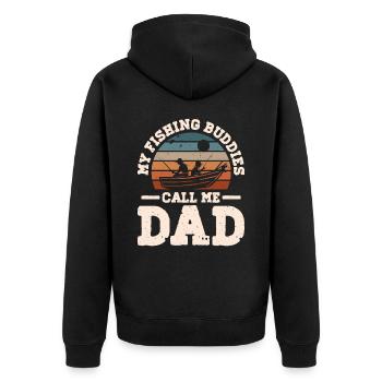 Fischen und angeln mit Papa - Angler Geschenk - Unisex Premium Bio Zip Hoodie - Schwarz - Hinten - Nico (187cm)