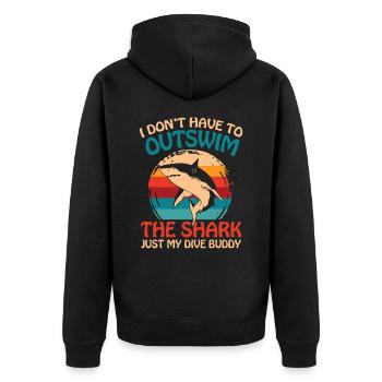 Schwimmen und tauchen - lustiger Spruch - Unisex Premium Bio Zip Hoodie - Schwarz - Hinten - Nico (187cm)