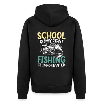 L’école est importante, mais la pêche est plus importante - Veste à capuche bio Premium Unisexe - noir - Dos - Nico (187cm)