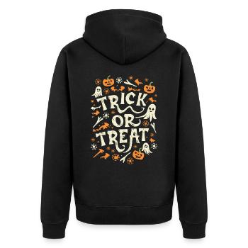 Trick or Treat Happy Halloween - Unisex Premium Bio Zip Hoodie - Schwarz - Hinten - Nico (187cm)