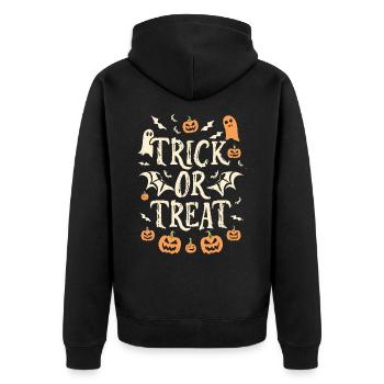 Trick or Treat Happy Halloween - Unisex Premium Bio Zip Hoodie - Schwarz - Hinten - Nico (187cm)