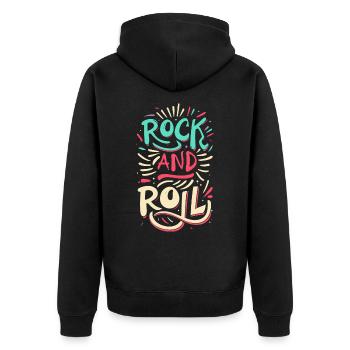 Devise de la déclaration rock and roll - Veste à capuche bio Premium Unisexe - noir - Dos - Nico (187cm)