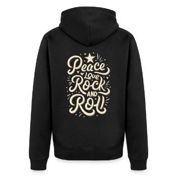 Peace Love Rock And Roll Déclaration Devise - Veste à capuche bio Premium Unisexe - noir - Dos - Nico (187cm)
