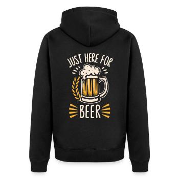Just here for Beer Biertrinker Bierliebhaber - Unisex Premium Bio Zip Hoodie - Schwarz - Hinten - Nico (187cm)