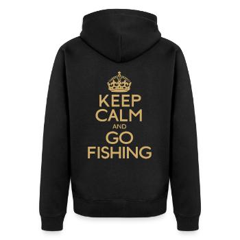 Keep Calm And Go Fishing Angler Sayings - Unisex Premium Organic Zip Hoodie - black - Back - Nico (187cm)