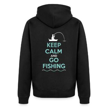 Keep Calm And Go Fishing Angler Sayings - Unisex Premium Organic Zip Hoodie - black - Back - Nico (187cm)