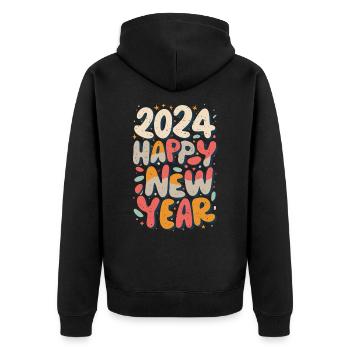 Tenue de fête du Nouvel An 2024 - Veste à capuche bio Premium Unisexe - noir - Dos - Nico (187cm)