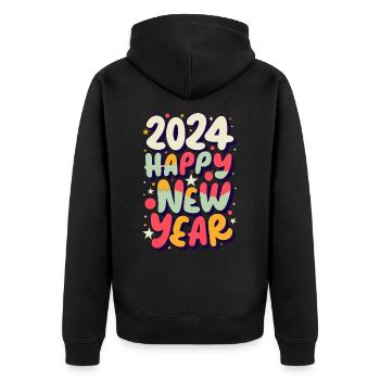 Tenue de fête du Nouvel An 2024 - Veste à capuche bio Premium Unisexe - noir - Dos - Nico (187cm)