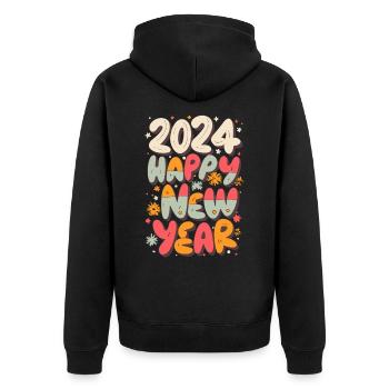 Tenue de fête du Nouvel An 2024 - Veste à capuche bio Premium Unisexe - noir - Dos - Nico (187cm)