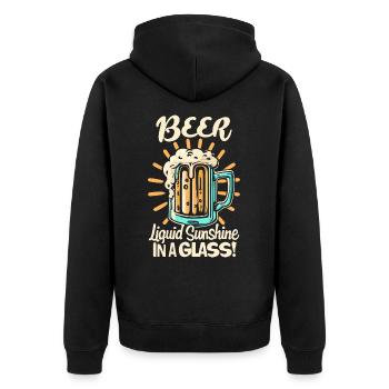 Beer Liquid Sunshine in a Glass Beer Saying - Unisex Premium Organic Zip Hoodie - black - Back - Nico (187cm)