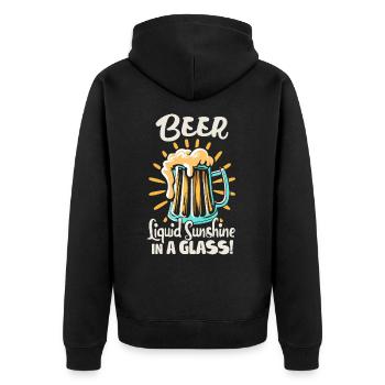 Beer Liquid Sunshine in a Glass Beer Saying - Unisex Premium Organic Zip Hoodie - black - Back - Nico (187cm)