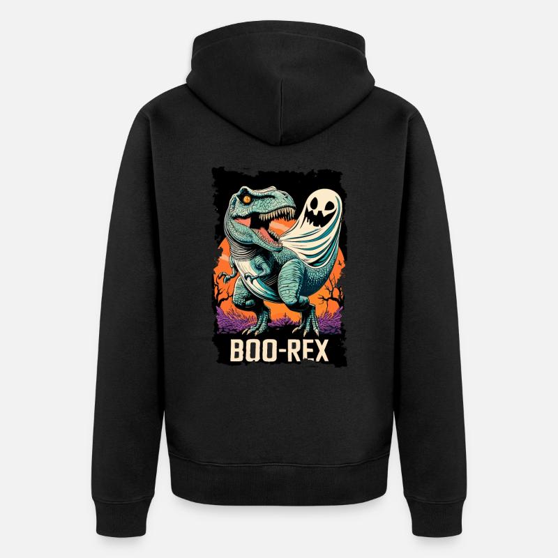 Halloween Dinosaure Dino T-Rex Boo - Veste à capuche bio Premium Unisexe - noir