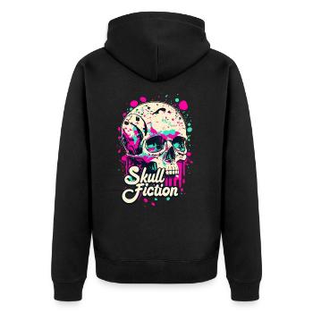 Skull Fiction Totenkopf Totenschädel - Unisex Premium Organic Zip Hoodie - black - Back - Nico (187cm)