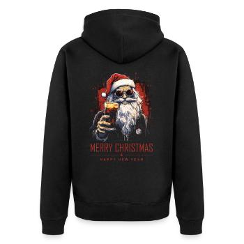 Funny Santa Claus Santa Claus Drinks Alcohol - Unisex Premium Organic Zip Hoodie - black - Back - Nico (187cm)