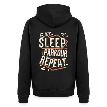 Manger Dormir Parkour Répéter le dicton sportif - Veste à capuche bio Premium Unisexe - noir - Dos - Nico (187cm)