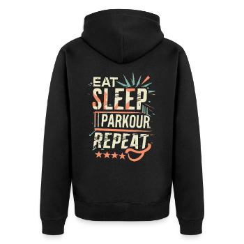 Manger Dormir Parkour Répéter le dicton sportif - Veste à capuche bio Premium Unisexe - noir - Dos - Nico (187cm)