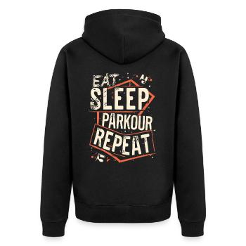 Manger Dormir Parkour Répéter le dicton sportif - Veste à capuche bio Premium Unisexe - noir - Dos - Nico (187cm)