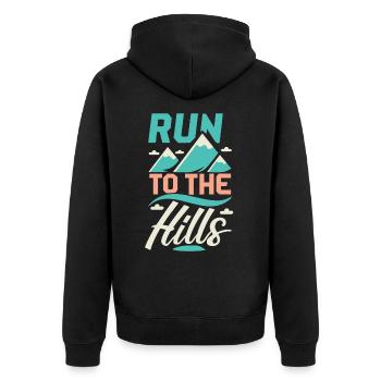 Run to the Hills Saying Runner Runner Jogger - Unisex Premium Organic Zip Hoodie - black - Back - Nico (187cm)