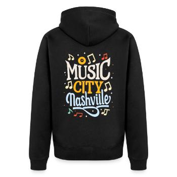 Music City Nashville Tennessee Musiker Geschenk - Unisex Premium Bio Zip Hoodie - Schwarz - Hinten - Nico (187cm)