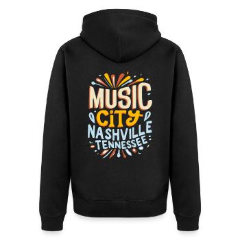 Music City Nashville Tennessee Musiker Geschenk - Unisex Premium Bio Zip Hoodie - Schwarz - Hinten - Nico (187cm)
