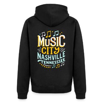 Music City Nashville Tennessee Musiker Geschenk - Unisex Premium Bio Zip Hoodie - Schwarz - Hinten - Nico (187cm)
