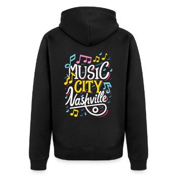 Music City Nashville Tennessee Musiker Geschenk - Unisex Premium Bio Zip Hoodie - Schwarz - Hinten - Nico (187cm)