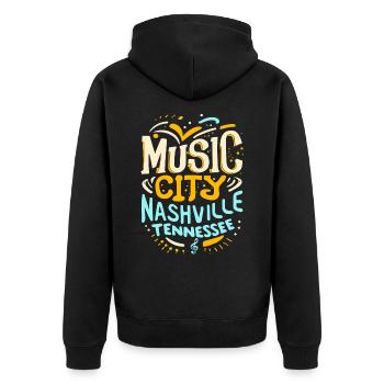 Music City Nashville Tennessee Musiker Geschenk - Unisex Premium Bio Zip Hoodie - Schwarz - Hinten - Nico (187cm)