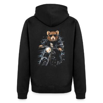 Rat cool sur une moto - Veste à capuche bio Premium Unisexe - noir - Dos - Nico (187cm)