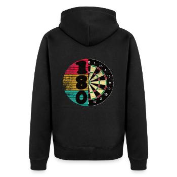 Retro Dartscheibe Dartboard 180 für Dartspieler Da - Unisex Premium Bio Zip Hoodie - Schwarz - Hinten - Nico (187cm)