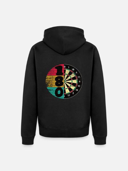 Retro Dartbord 180 voor Dartspelers Da - Premium økologisk unisex-hættejakke - sort