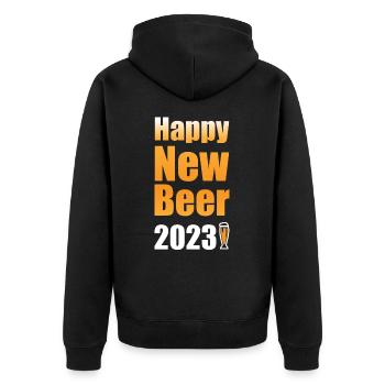 Bonne nouvelle bière 2023 - Veste à capuche bio Premium Unisexe - noir - Dos - Nico (187cm)