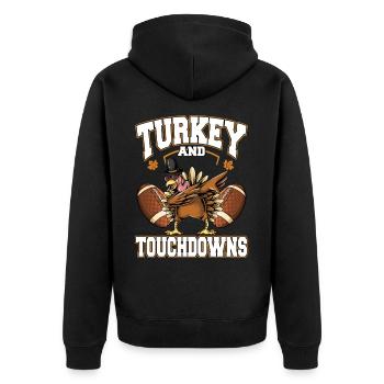Dinde De Thanksgiving Et Touchdowns Football - Veste à capuche bio Premium Unisexe - noir - Dos - Nico (187cm)