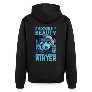 Discover the Beauty of Winter Skier Quote - Unisex Premium Organic Zip Hoodie - black - Back - Nico (187cm)