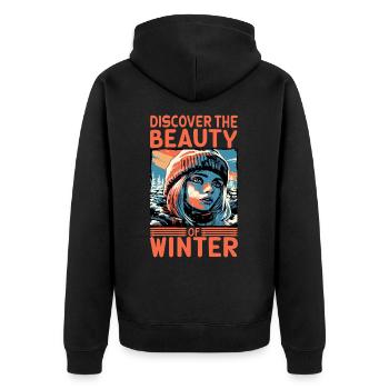 Discover the Beauty of Winter Skier Quote - Unisex Premium Organic Zip Hoodie - black - Back - Nico (187cm)