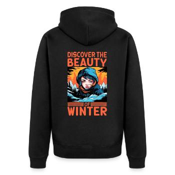 Discover the Beauty of Winter Skier Quote - Unisex Premium Organic Zip Hoodie - black - Back - Nico (187cm)