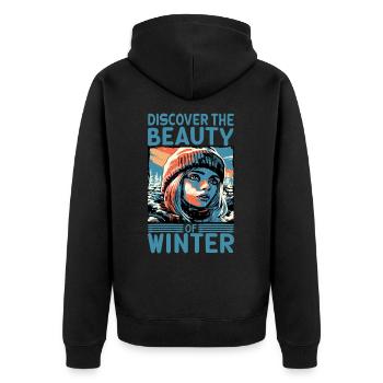 Discover the Beauty of Winter Skier Quote - Unisex Premium Organic Zip Hoodie - black - Back - Nico (187cm)