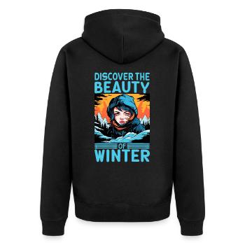 Discover the Beauty of Winter Skier Quote - Unisex Premium Organic Zip Hoodie - black - Back - Nico (187cm)