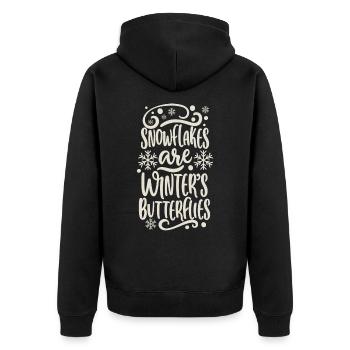 Snowflakes are Winters Butterflies Saying Quote - Unisex Premium Organic Zip Hoodie - black - Back - Nico (187cm)