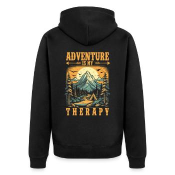 L’aventure est ma thérapie Camping en montagne - Veste à capuche bio Premium Unisexe - noir - Dos - Nico (187cm)