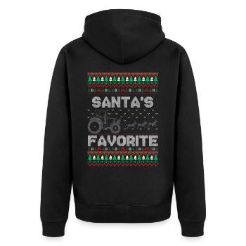 Santa's favorite Farmer - Unisex Premium Bio Zip Hoodie - Schwarz - Hinten - Nico (187cm)