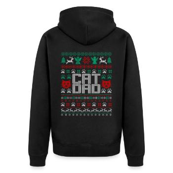 Ugly Christmas Cat Dad - Unisex Premium Bio Zip Hoodie - Schwarz - Hinten - Nico (187cm)