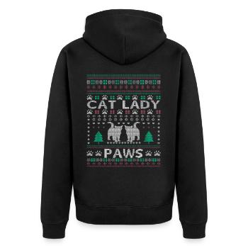 Christmas Cat Lady - Unisex Premium Bio Zip Hoodie - Schwarz - Hinten - Nico (187cm)